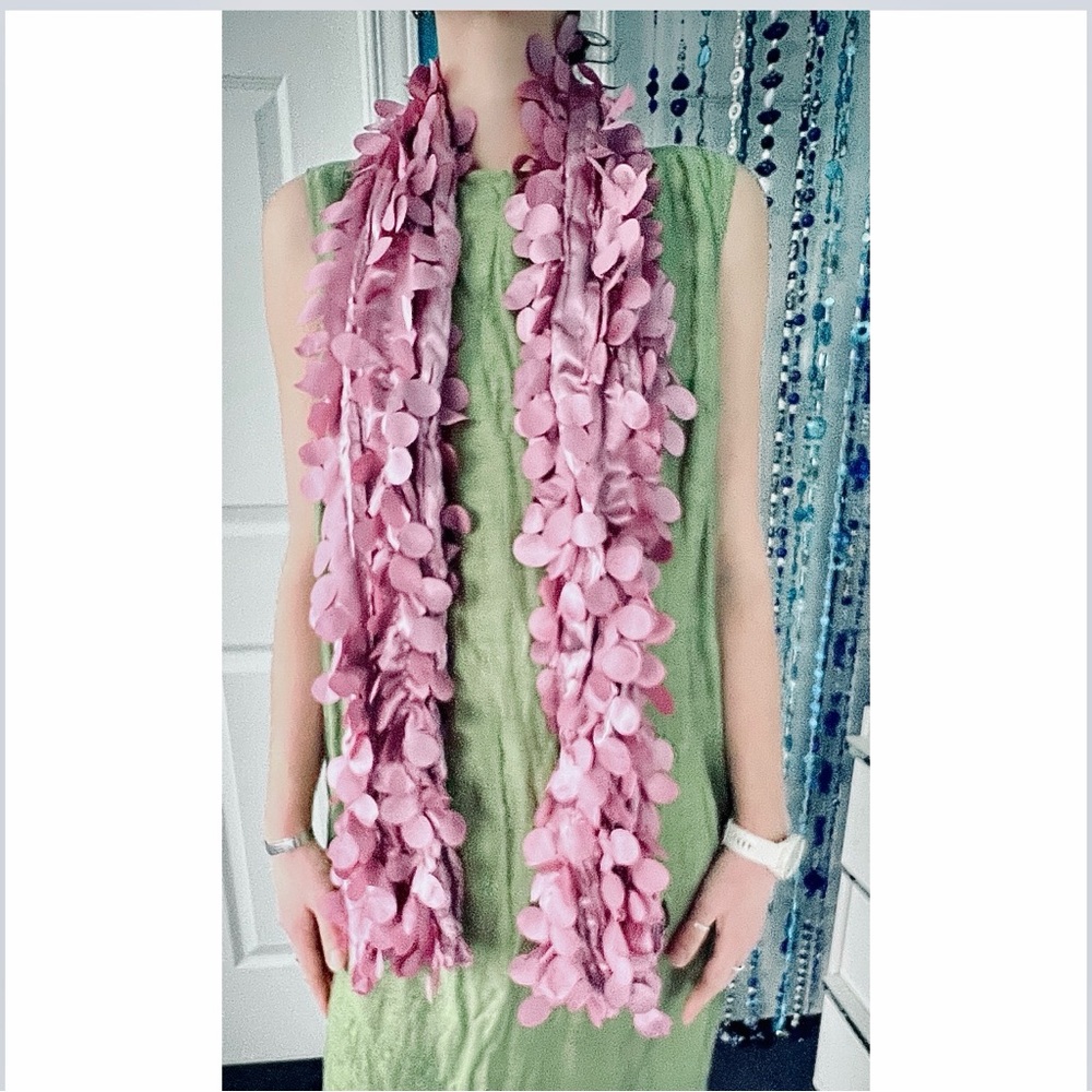 Blush Pink Satin Petal Statement Scarf – Feminine & Textured